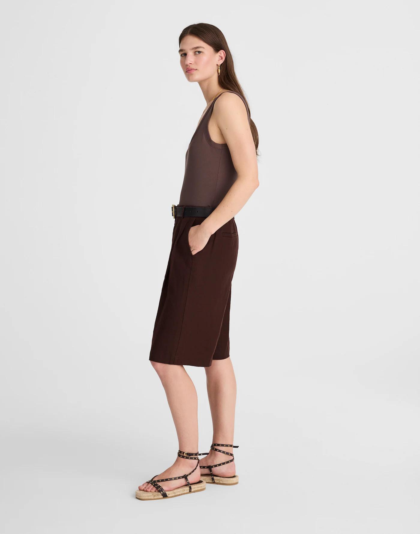 Relaxed Pleated Trouser Shorts in 100% Linen Product Image