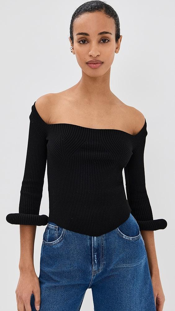 A.W.A.K.E. MODE Knit Top With Square Decollete & Doughnut Sleeves | Shopbop Product Image