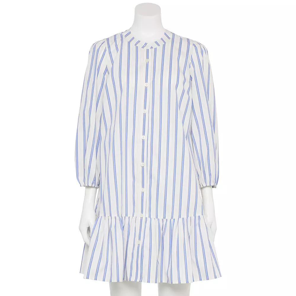 Women's Nine West Adaptive Blouson Sleeve Flutter Hem Mini Dress, Size: Large, Blue Gray Product Image