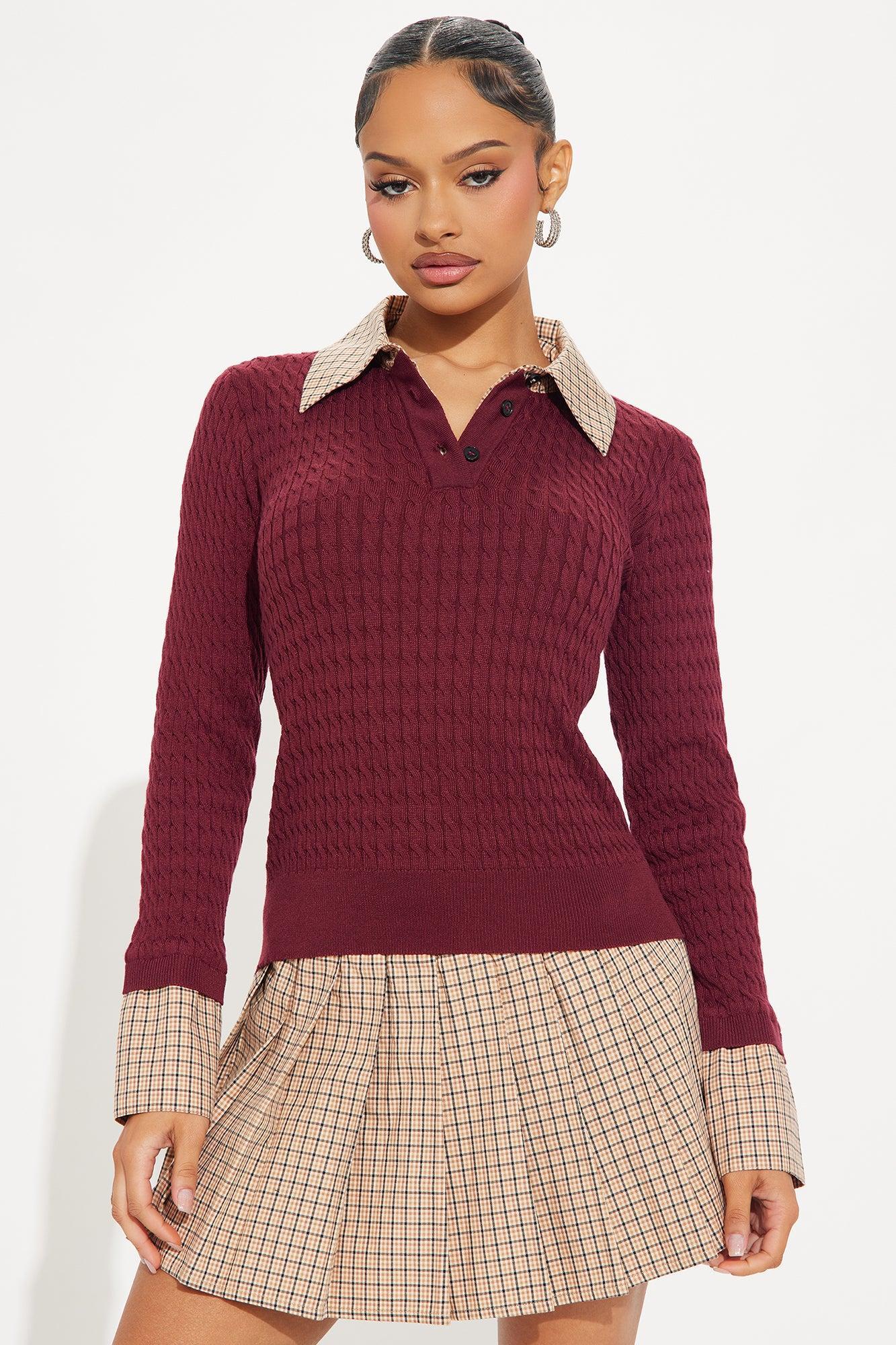 Prep School Skirt Set - Burgundy/combo Product Image