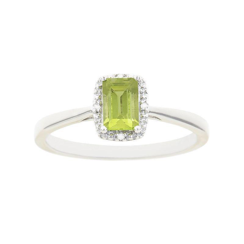 Celebration Gems Sterling Silver Aquamarine & Diamond Accent Rectangle Halo Ring, Womens Product Image