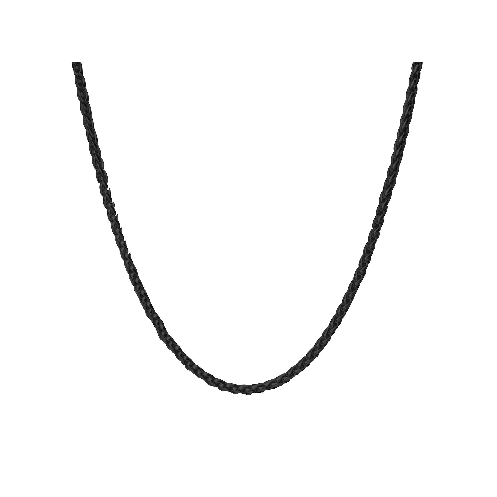 Men's Black Stainless Steel Round Wheat Chain Necklace, Size: 24", Two Tone Product Image