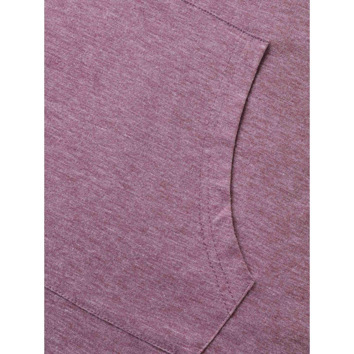 Plus Size Hooded Pockets Ties Plain T-Shirt Mauve Women Roll Hem Turtleneck Everyday-Casual T-shirts BloomChic 12/L Product Image