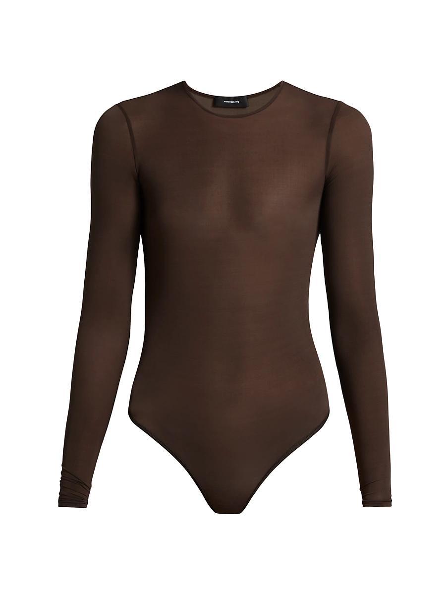 Womens Sheer Crewneck Bodysuit Product Image