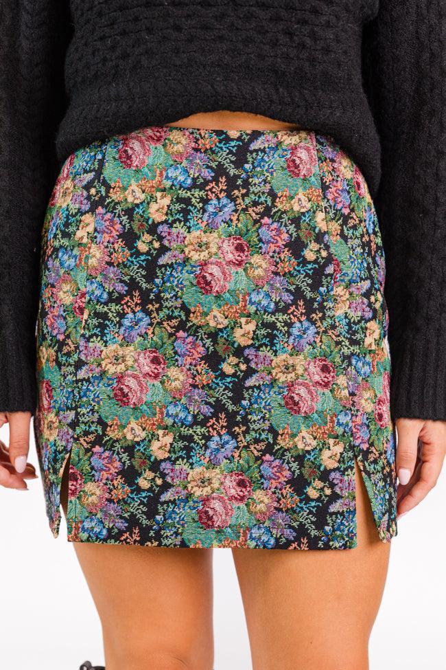Big News Black Floral Brocade Skirt FINAL SALE Product Image