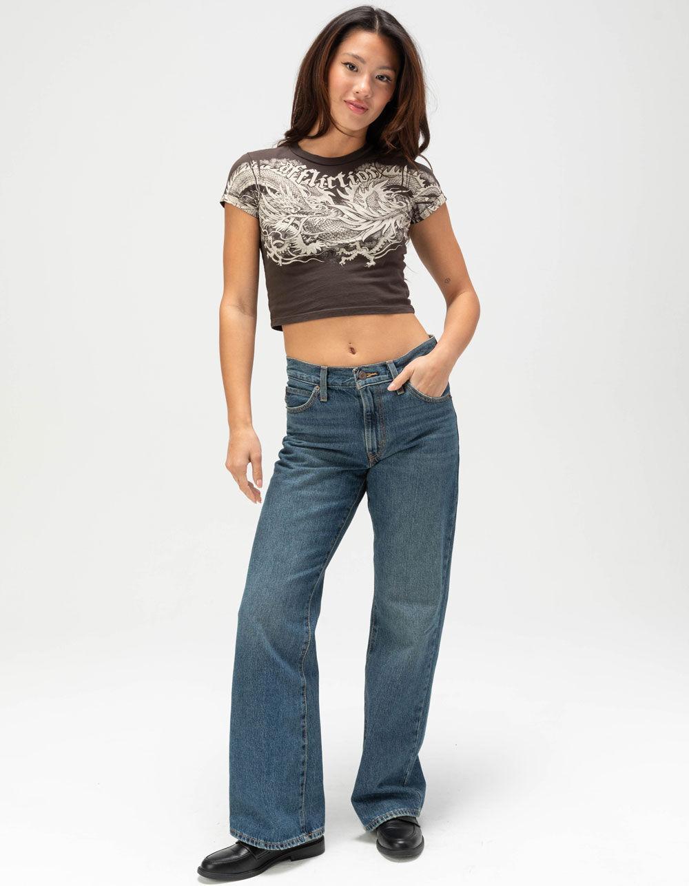 AFFLICTION Flaming Dragon Womens Baby Tee - BROWN Product Image