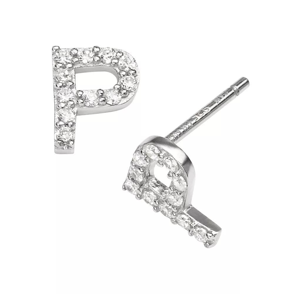 Sophie Miller Sterling Silver Cubic Zirconia Initial Stud Earrings, Womens Product Image