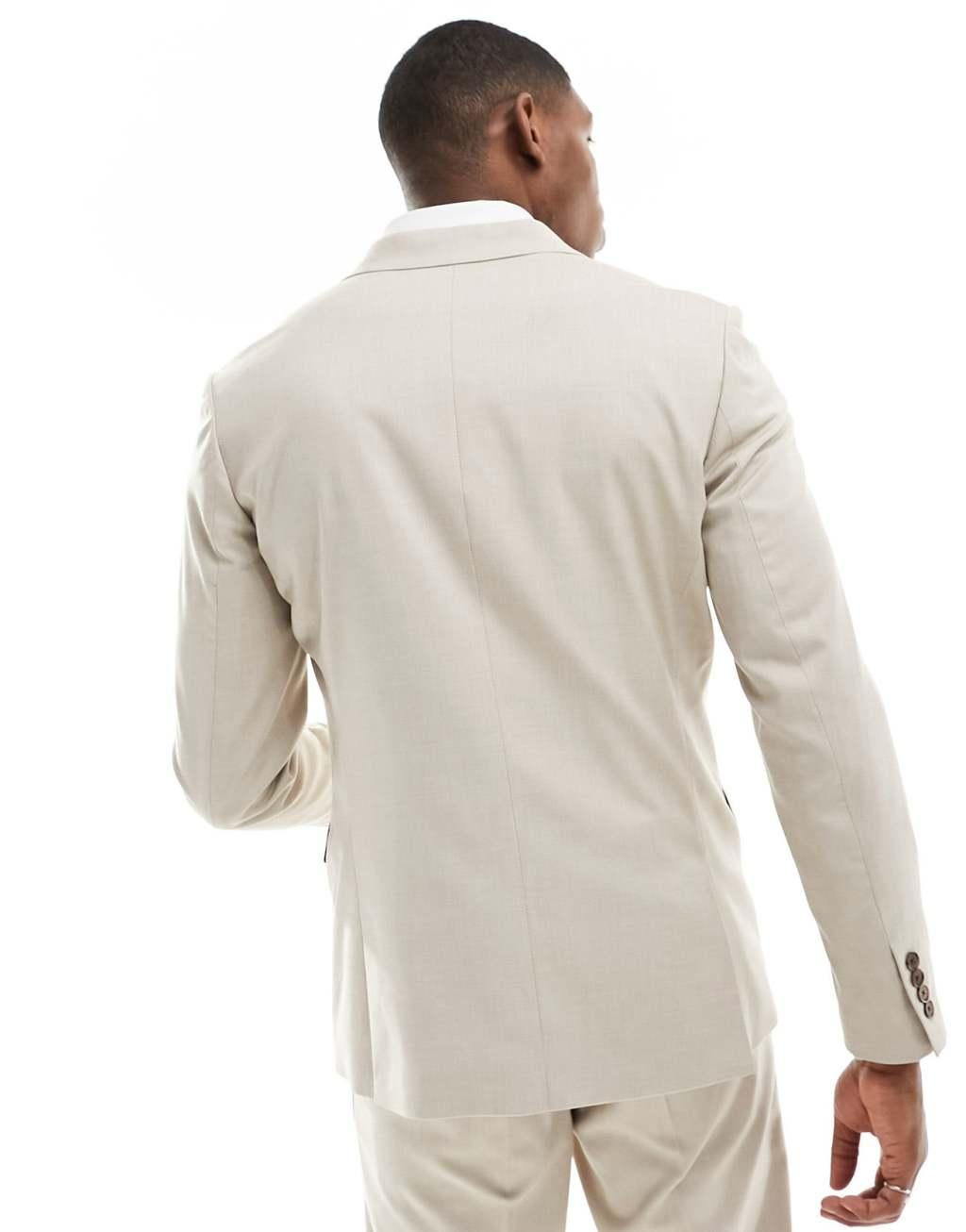 Selected Homme slim fit suit jacket in beige Product Image