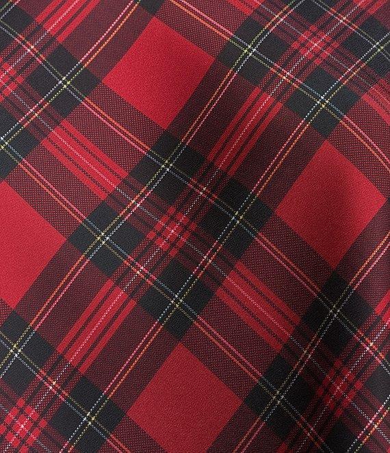 Antonio Melani Blyss Plaid Boat Neck Long Sleeve Coordinating Satin Blouse Product Image