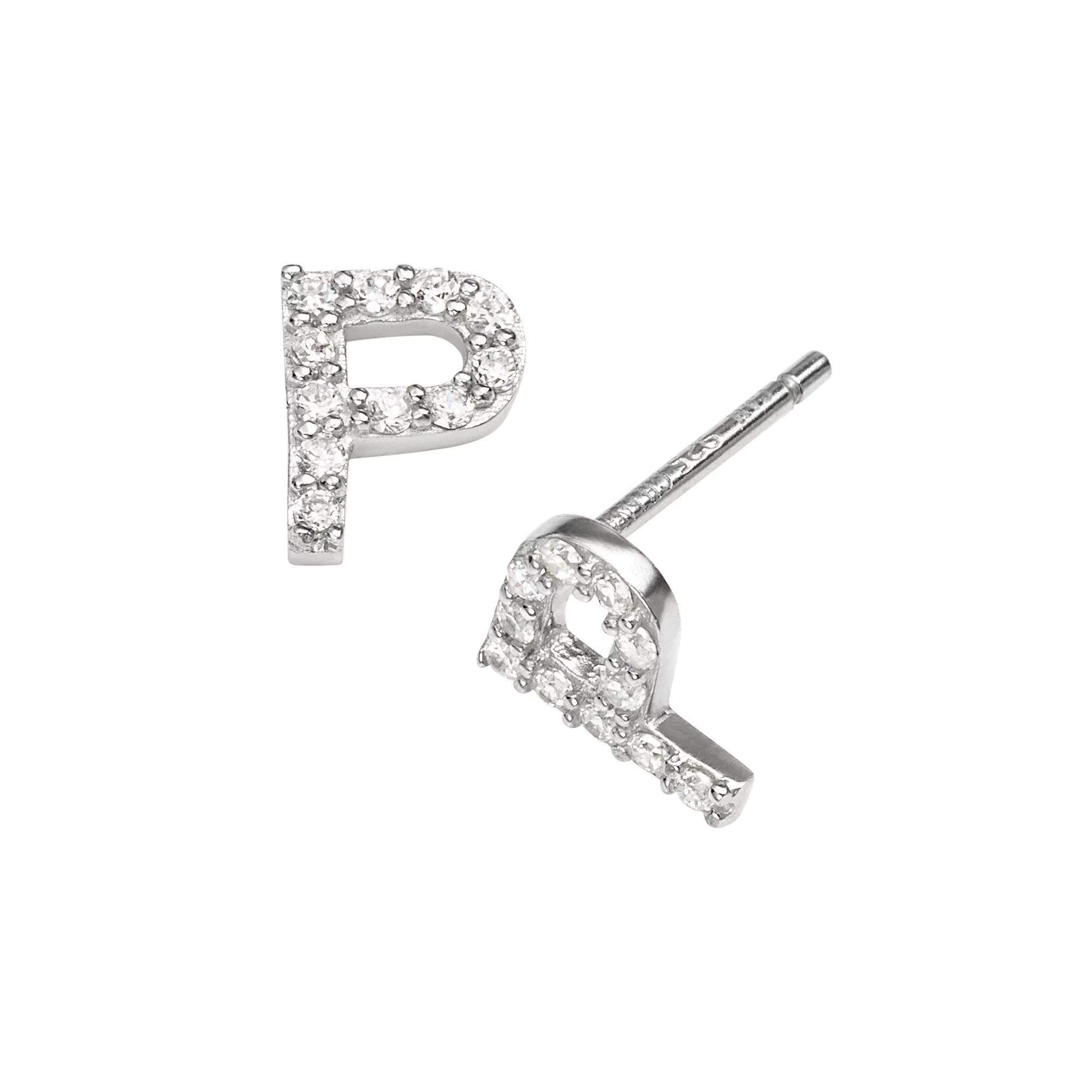Sophie Miller Sterling Silver Cubic Zirconia Initial Stud Earrings, Womens Product Image