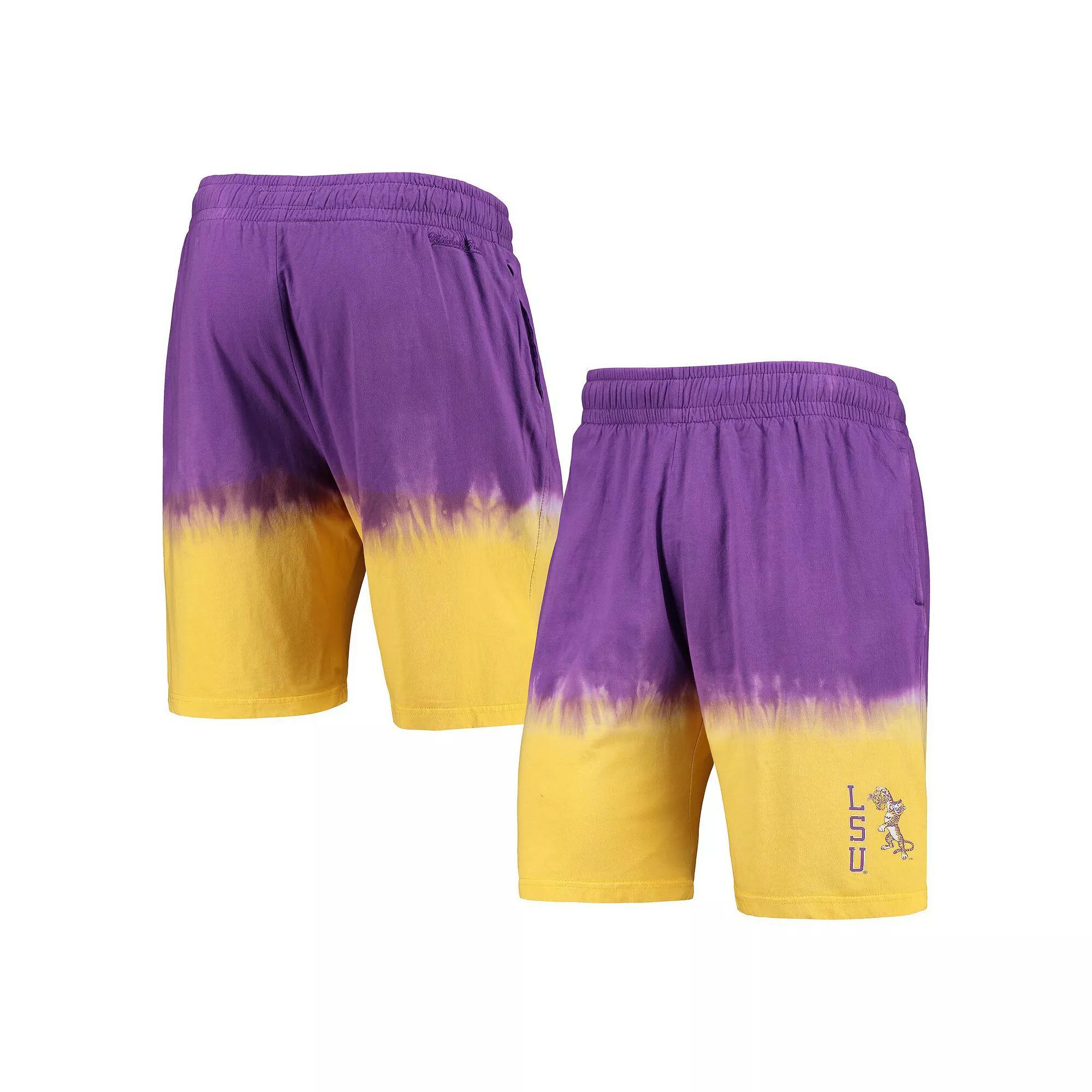 Men's Mitchell & Ness Purple/Gold LSU Tigers Tie-Dye Shorts, Size: XL Product Image