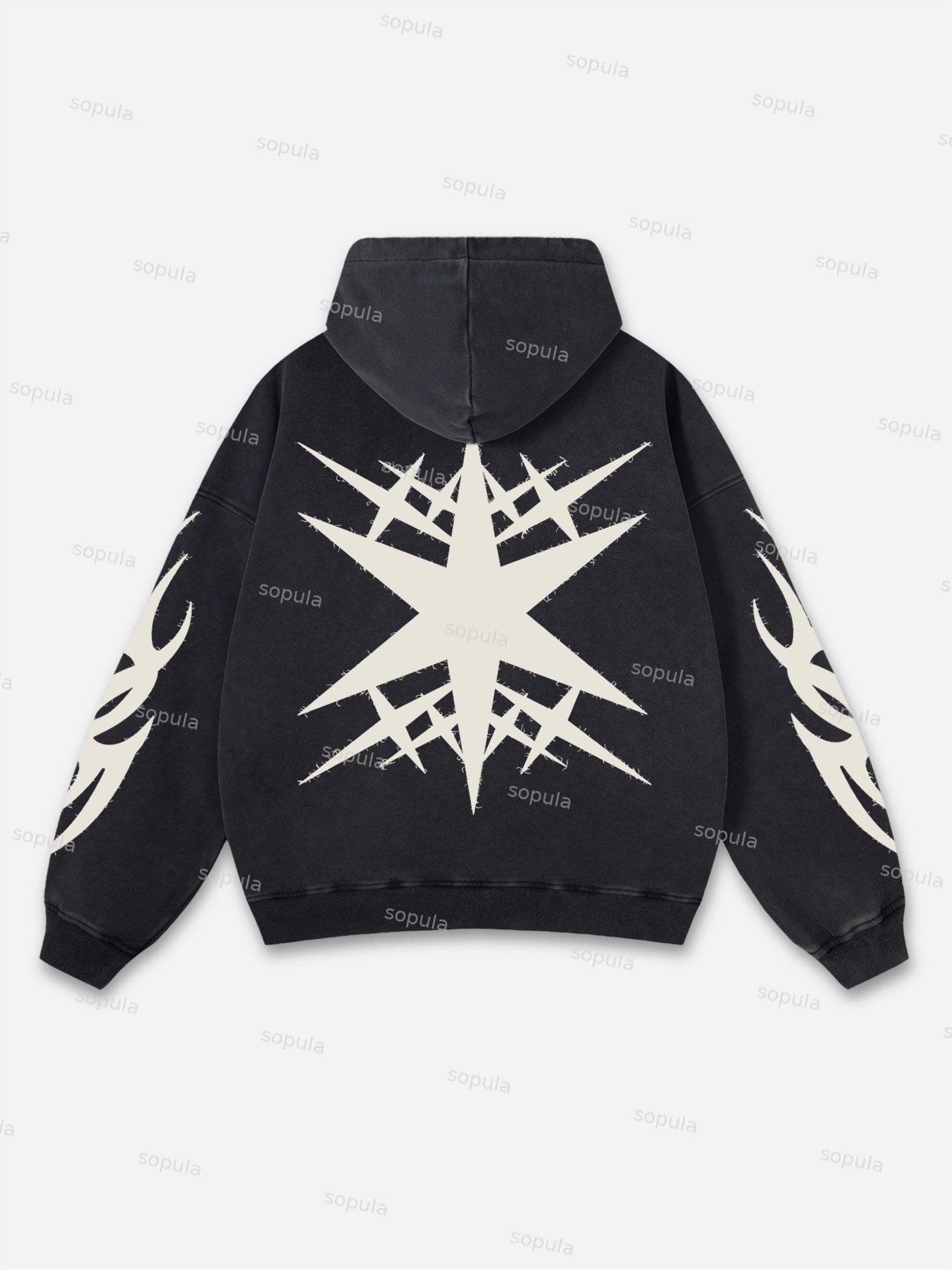 Sopula Vintage Graphics Print Acid Washed Oversized Hoodie Product Image