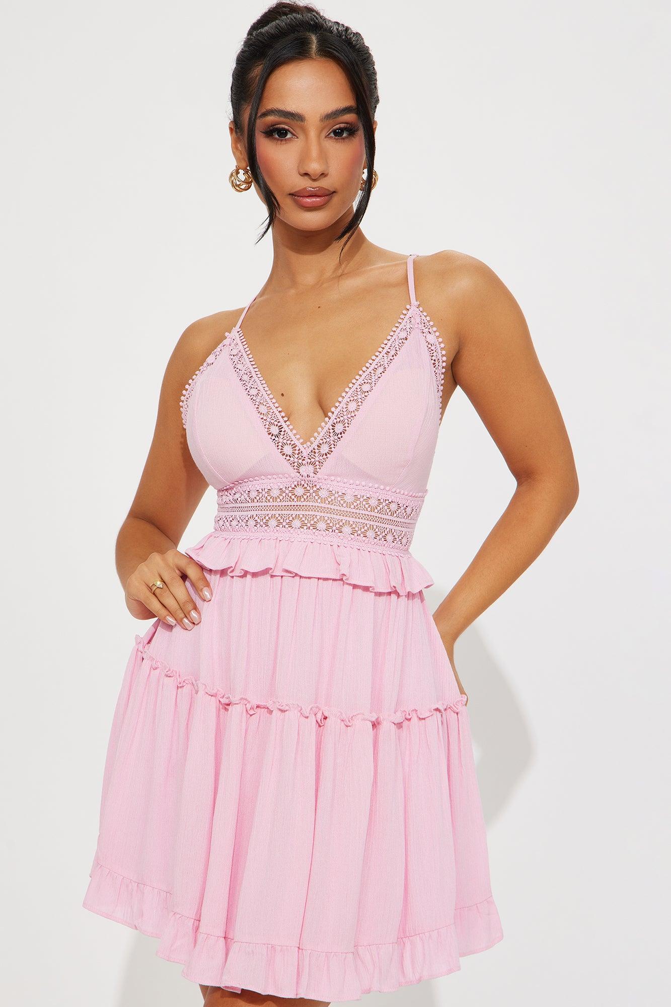 Alice Ruffle Mini Dress - Pink Product Image