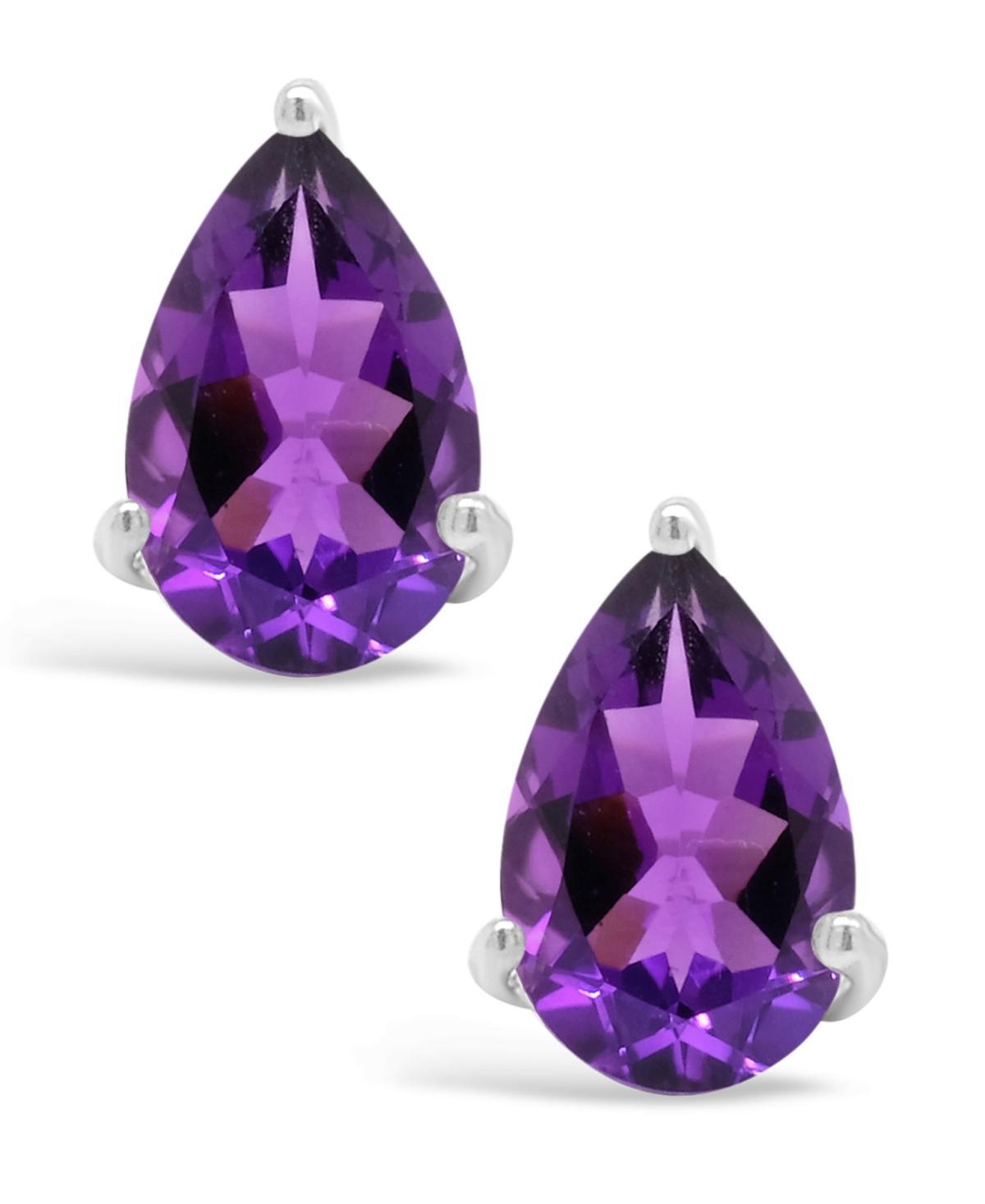 Alyson Layne 14k Gold Pear Cut Amethyst Stud Earrings, Women's, 14k White Gold Product Image