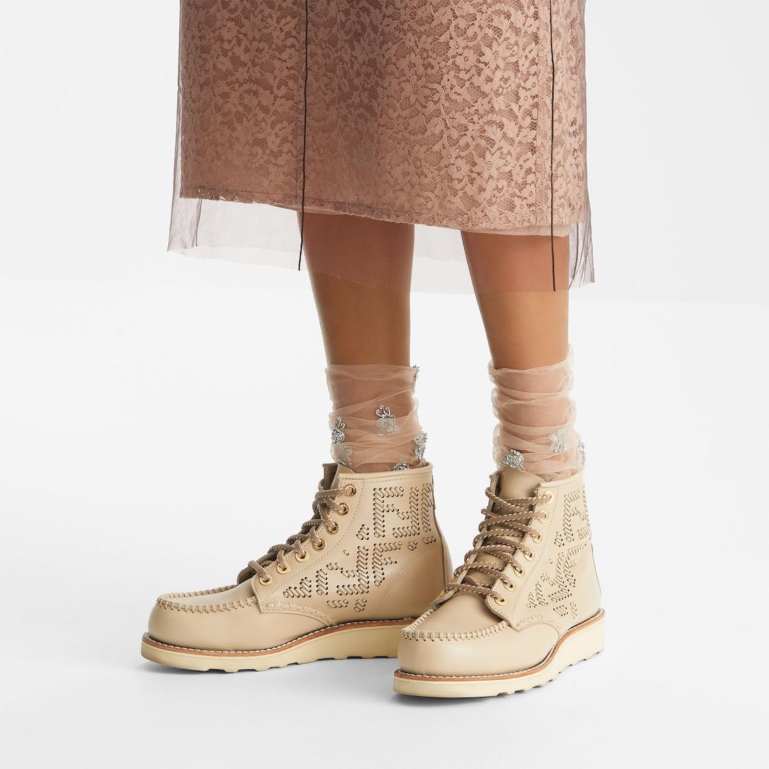 Fendi & Red WingBeige leather booties Product Image