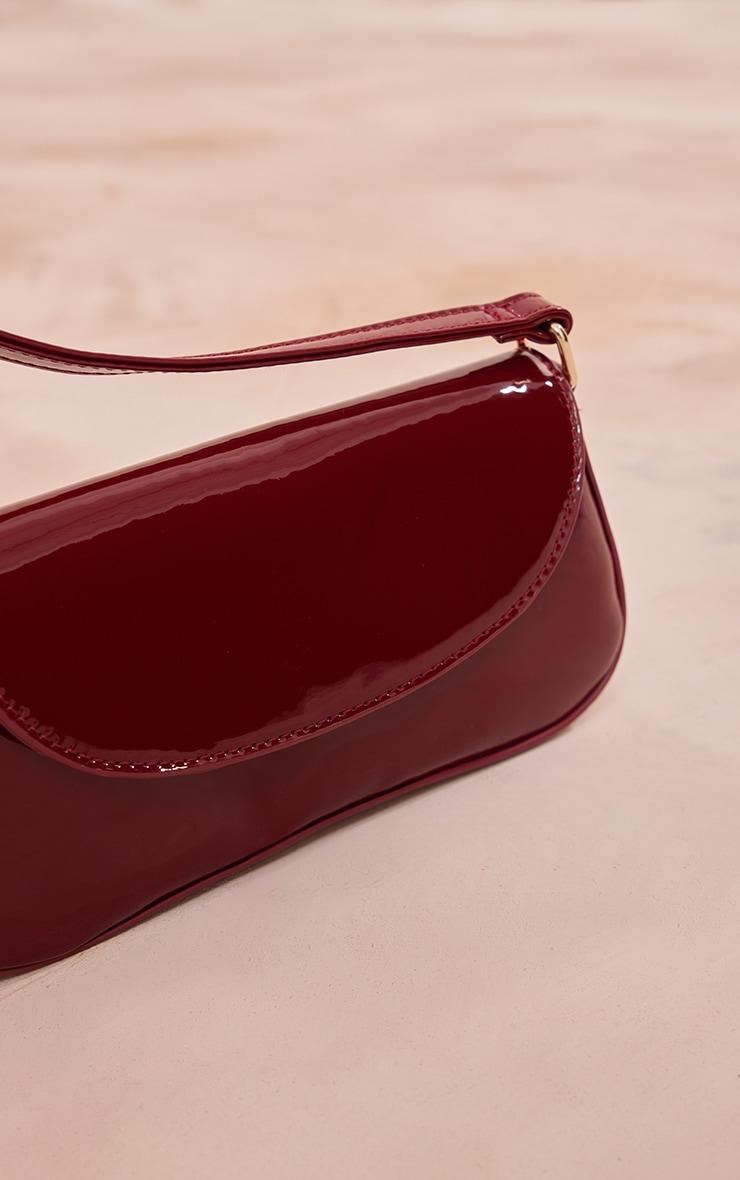 Burgundy Patent Slim Curved Shoulder Bag Product Image