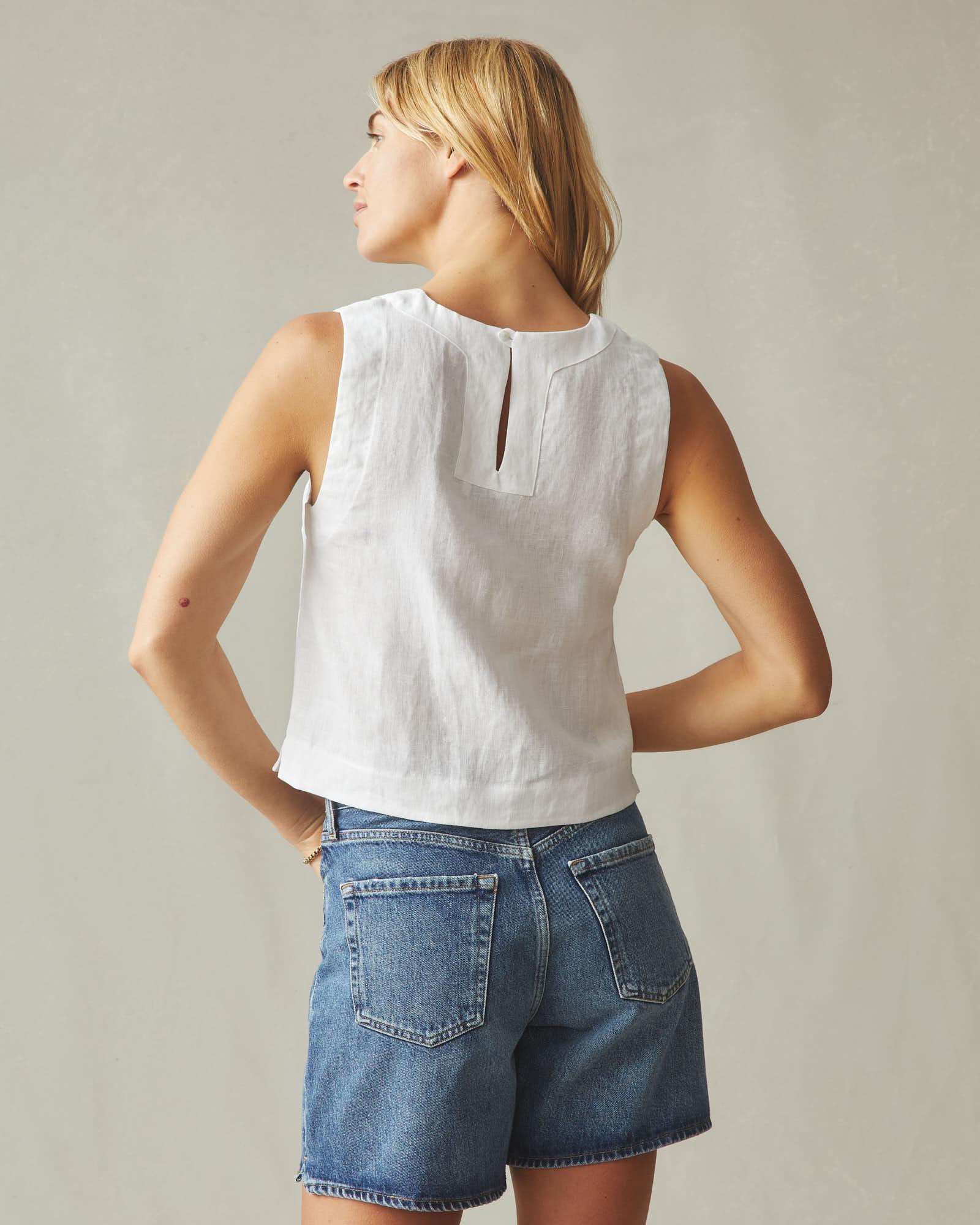 Women's Linen Tank - White Product Image