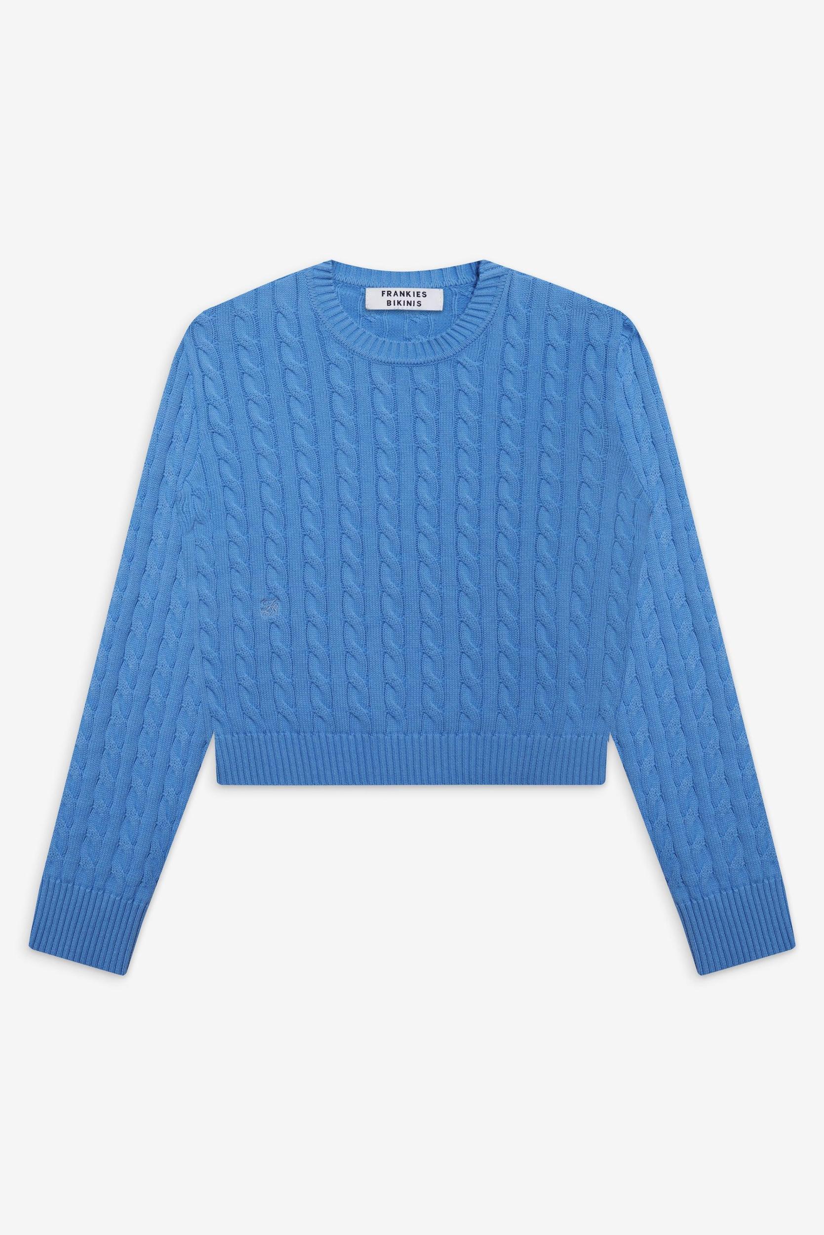 Varsity Cable Knit Sweater - Blue Moon Product Image