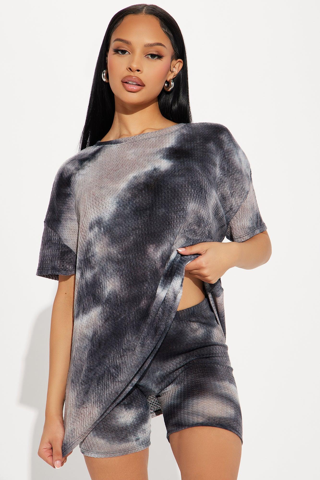 In The Moment Tie Dye Short Set - Black/combo Product Image