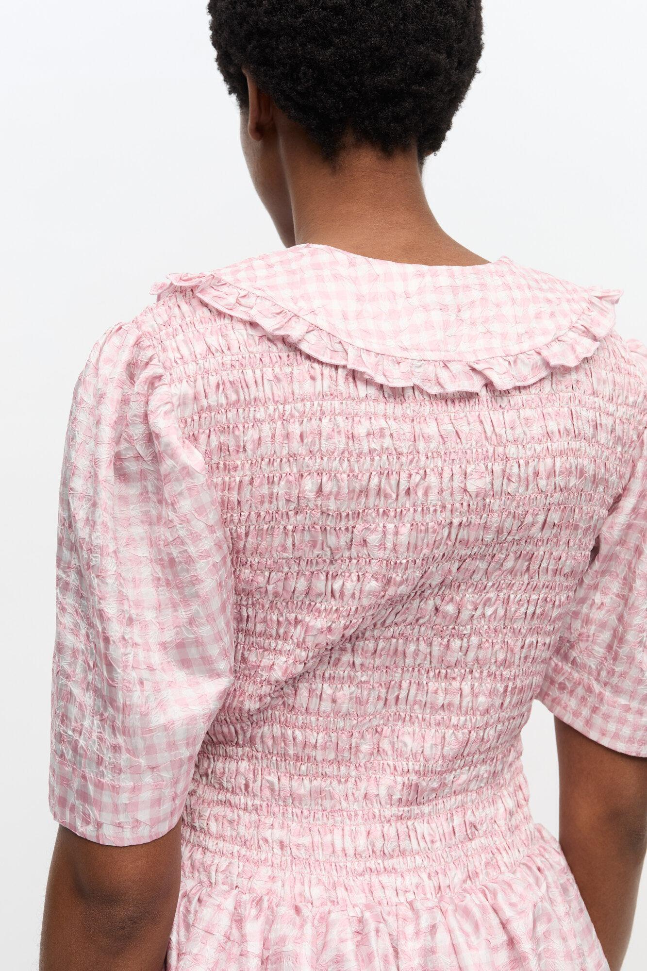 Pink Check Smock Dress Product Image