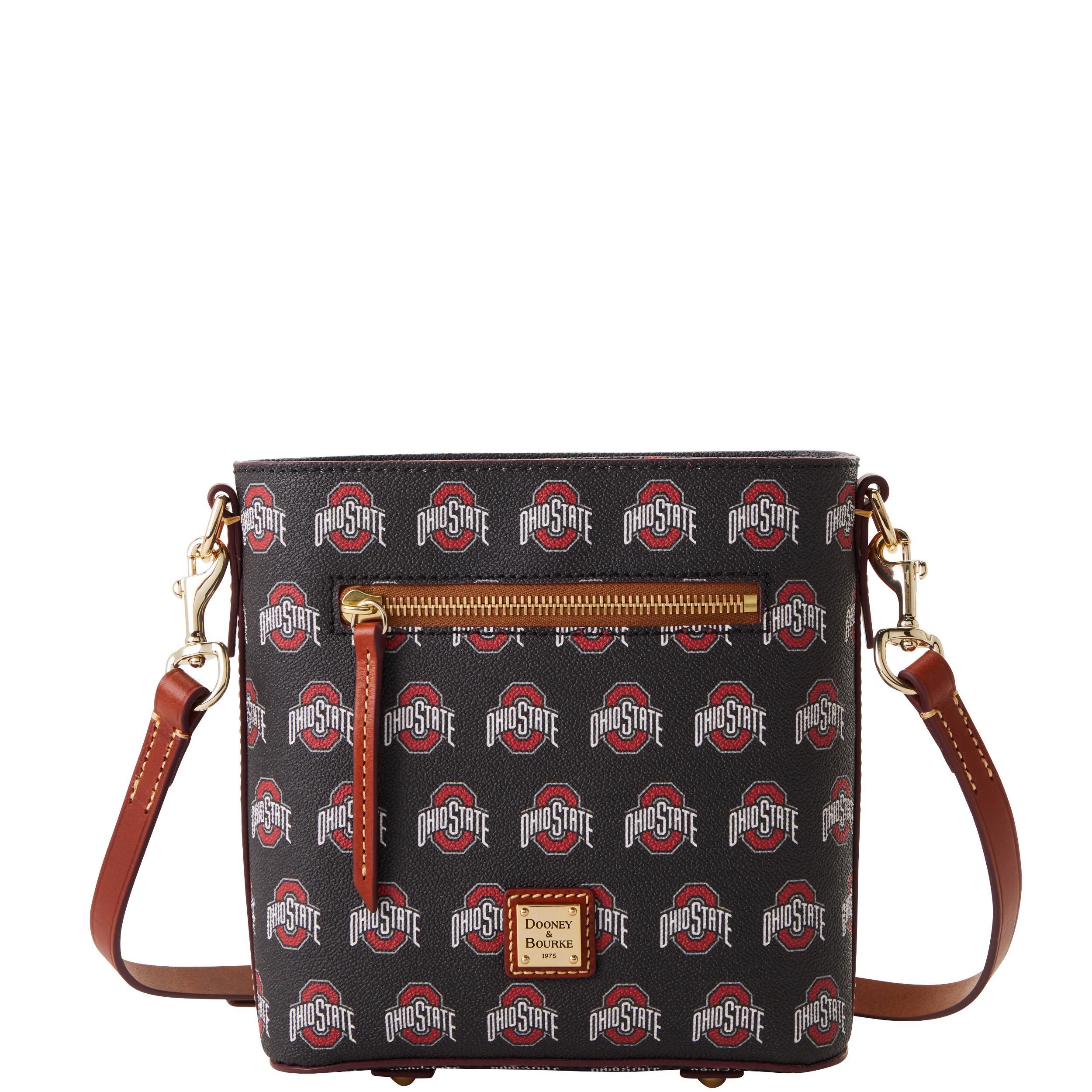 Dooney & Bourke Womens Collegiate Ohio State University Small Zip Crossbody Coated Cotton Shoulder Bag in Black Product Image