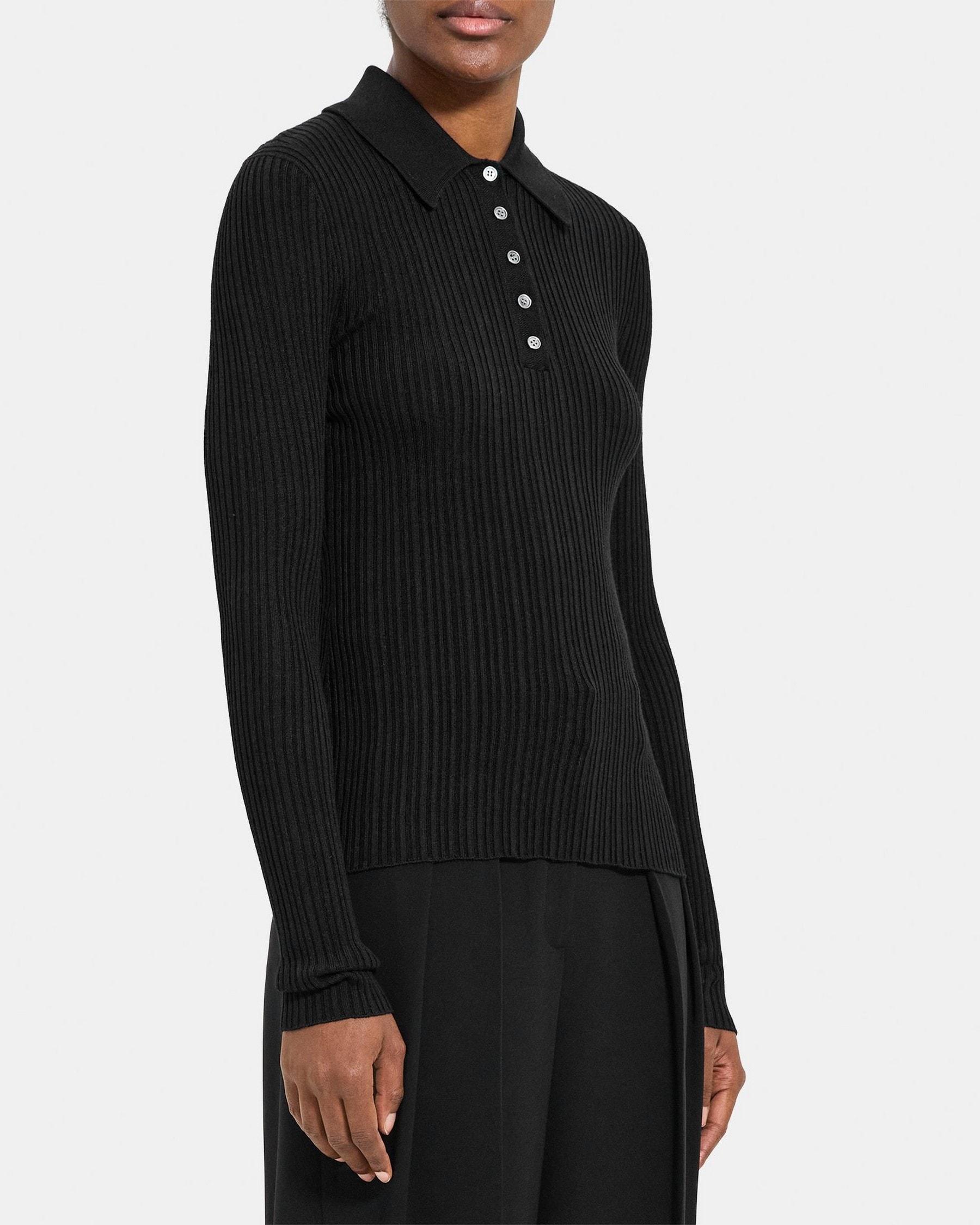 Slim Polo in Wool-Viscose Crepe Product Image