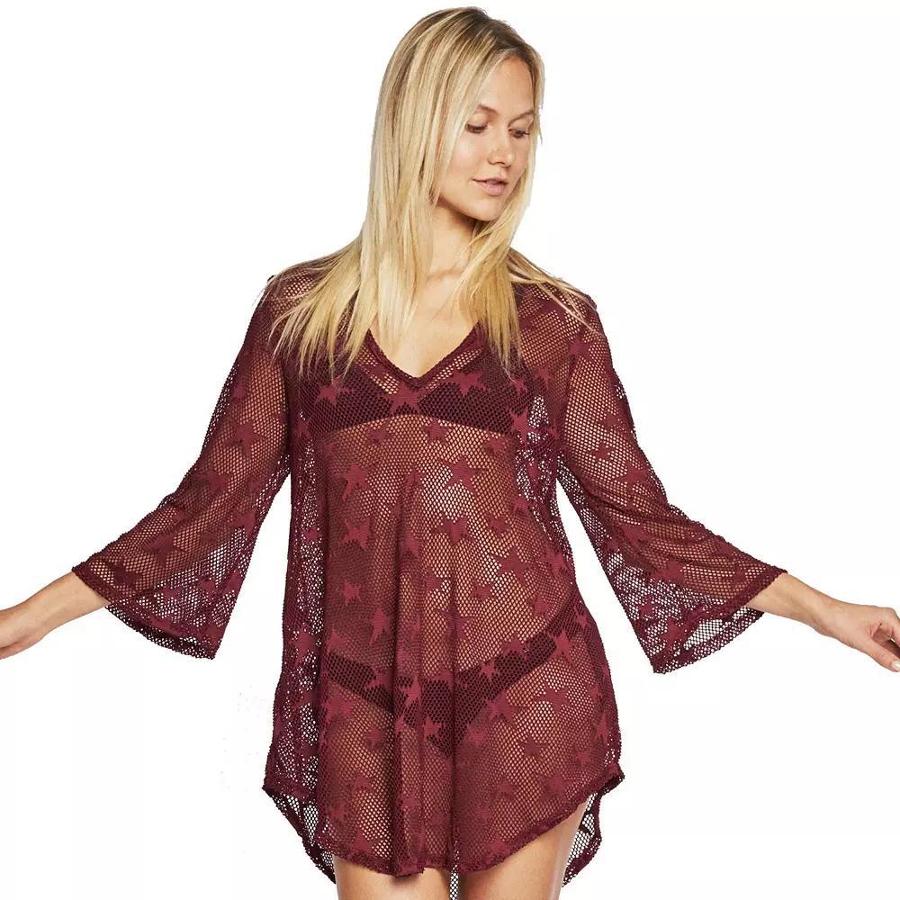 Women's Jordan Taylor Star Pattern V-Neck Swim Cover-Up Tunic, Size: Small, Purple Product Image