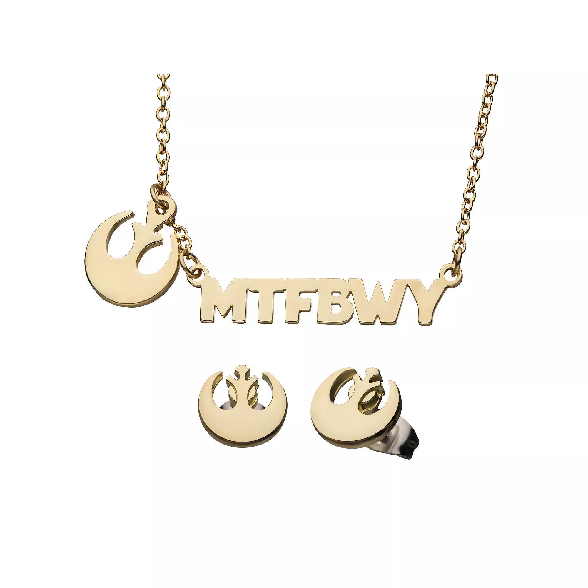 Star Wars "May the Force be with You" Necklace and Earring Set, Women's, Size: 18", Gold Tone Product Image