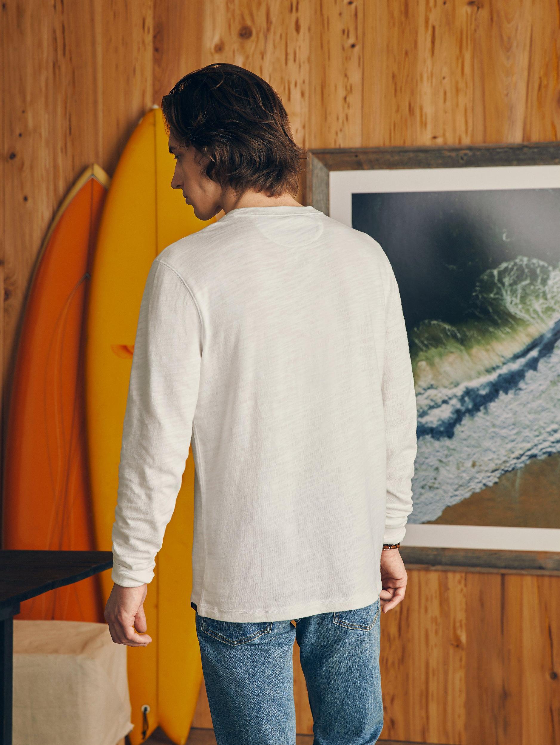 Sunwashed Slub Henley - White Male Product Image