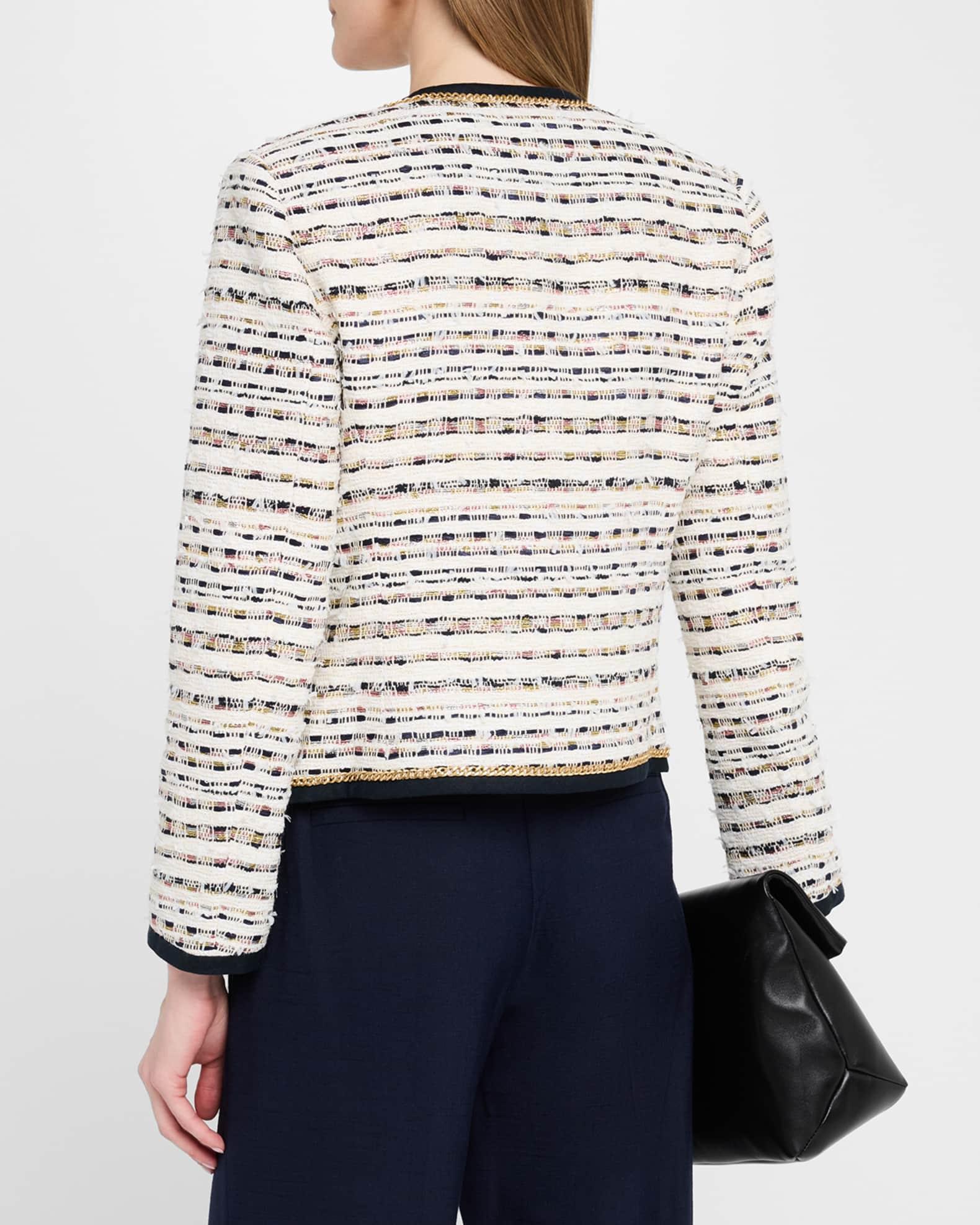 Kiera Chain-Trim Fringed Tweed Jacket Product Image