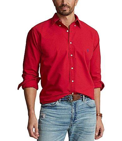 Polo Ralph Lauren Big  Tall Solid Garment-Dye Oxford Long Sleeve Woven Shirt Product Image