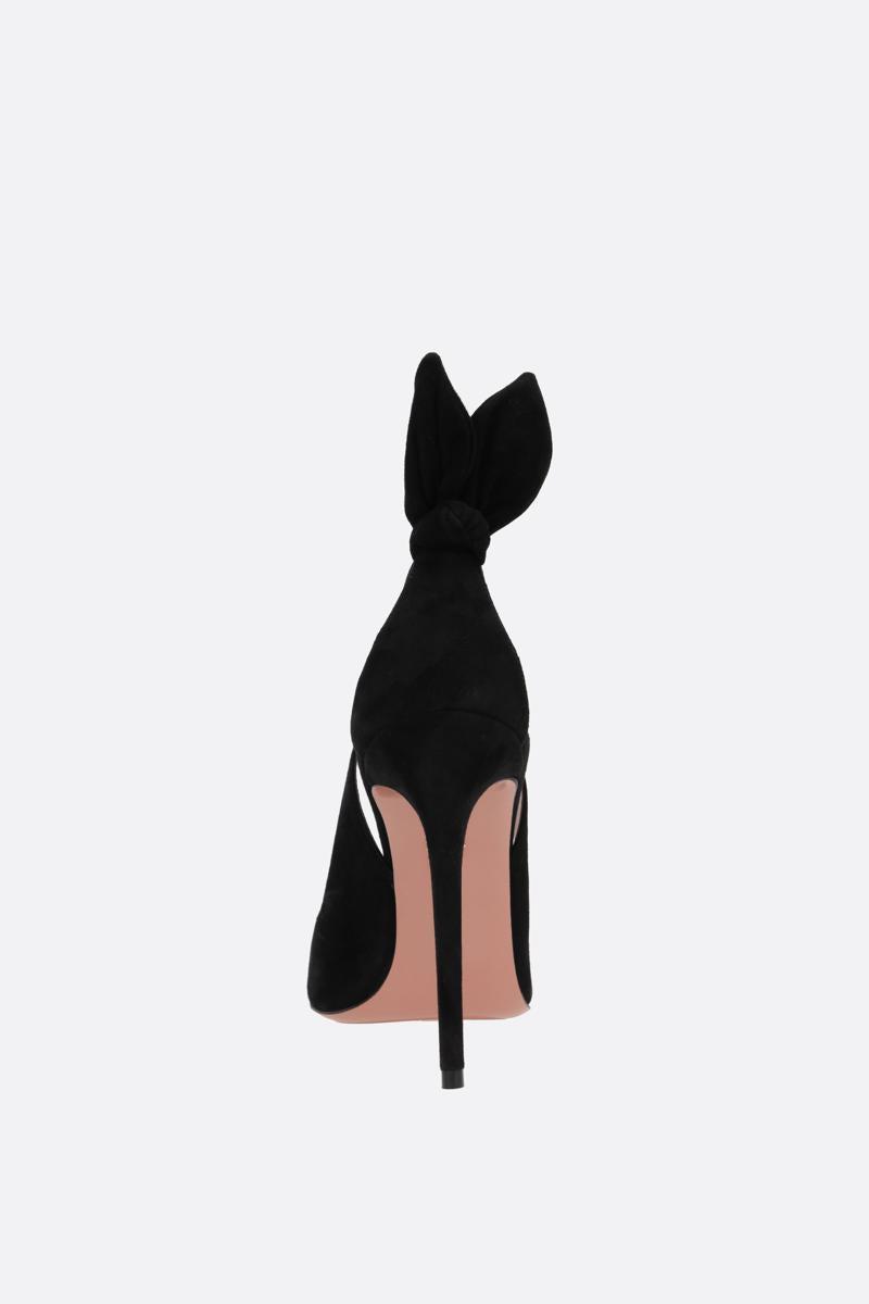 AQUAZZURA Bow Tie 105mm Velvet Pumps In Black Product Image