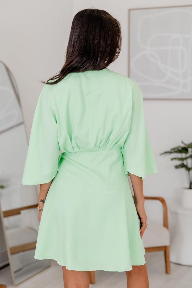 Back To You Lime Wrap Mini Dress FINAL SALE Product Image