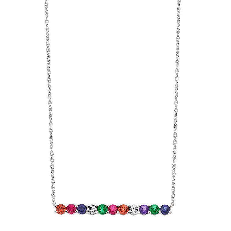 Sterling Silver Gemstone Bar Necklace, Women's, Size: 18" Product Image