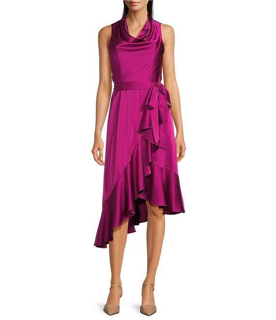 Alex Marie Annalee Satin Cowl Neck Sleeveless Midi Dress Product Image