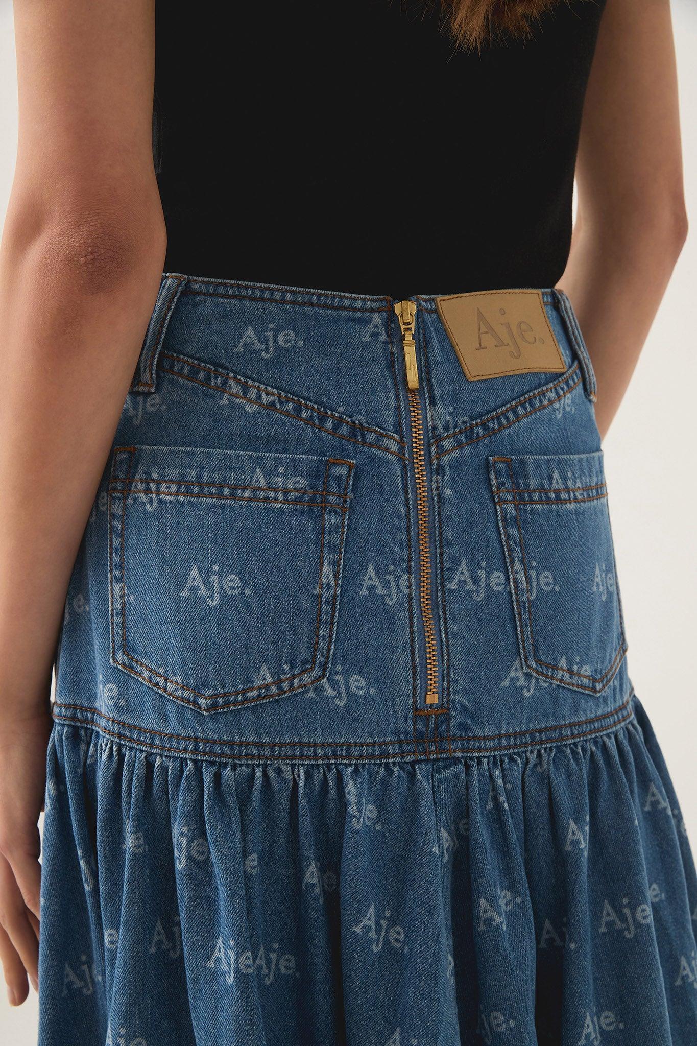 Ratio Logo Denim Midi Skirt Product Image