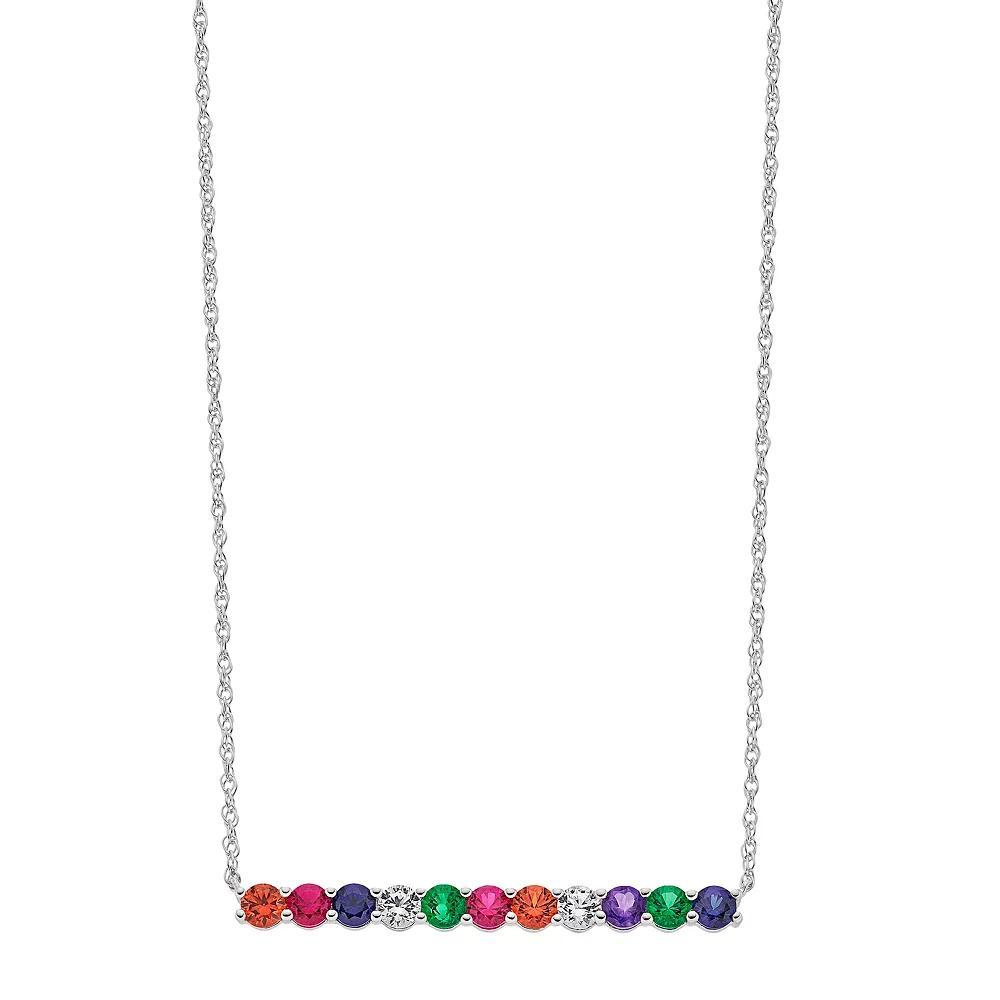 Sterling Silver Gemstone Bar Necklace, Women's, Size: 18" Product Image