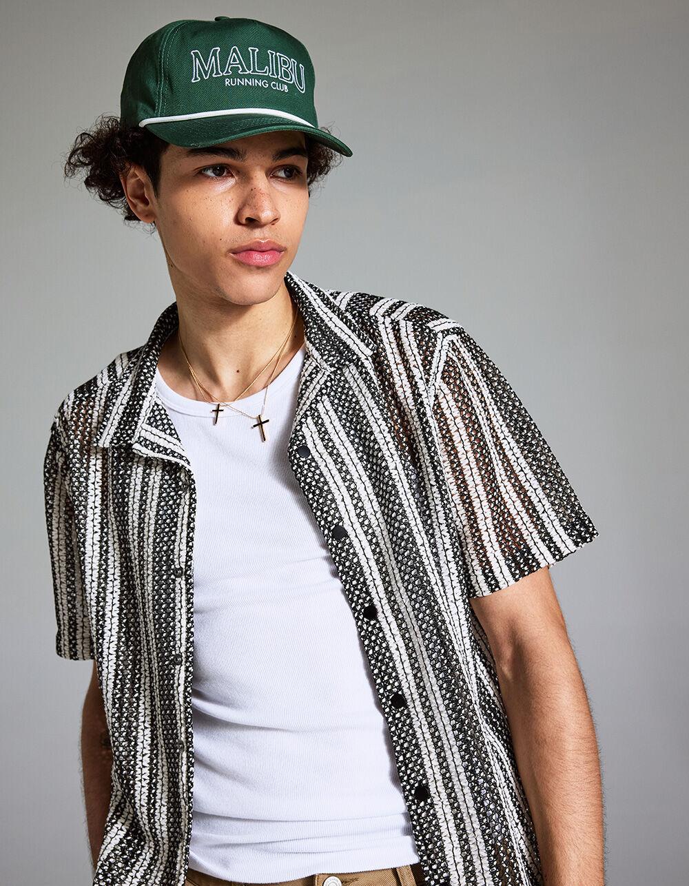 RSQ Mens Texture Stripe Snap Front Shirt - BLK/WHT Product Image