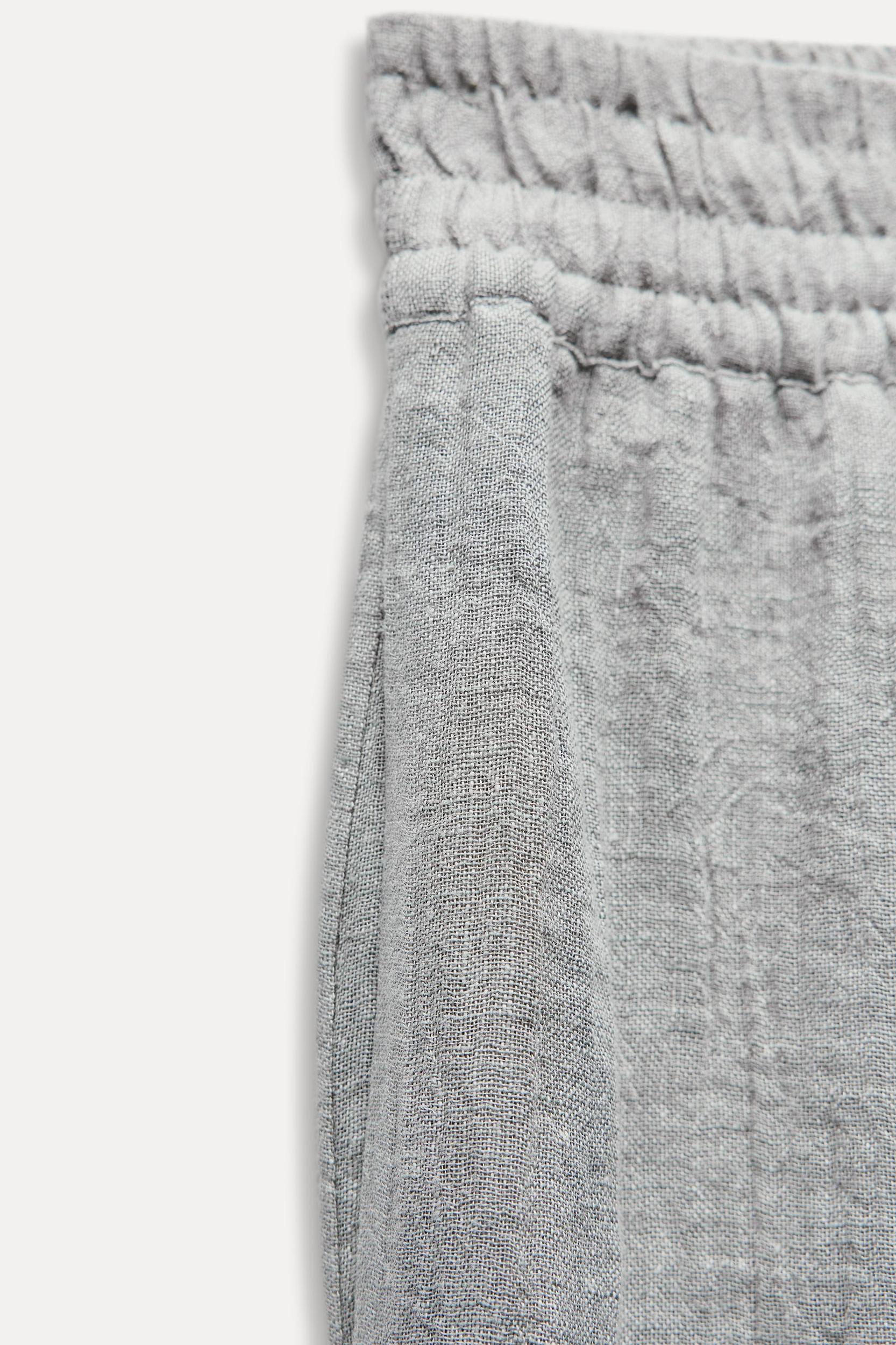 100% LINEN WIDE LEG PANTS ZW COLLECTION Product Image