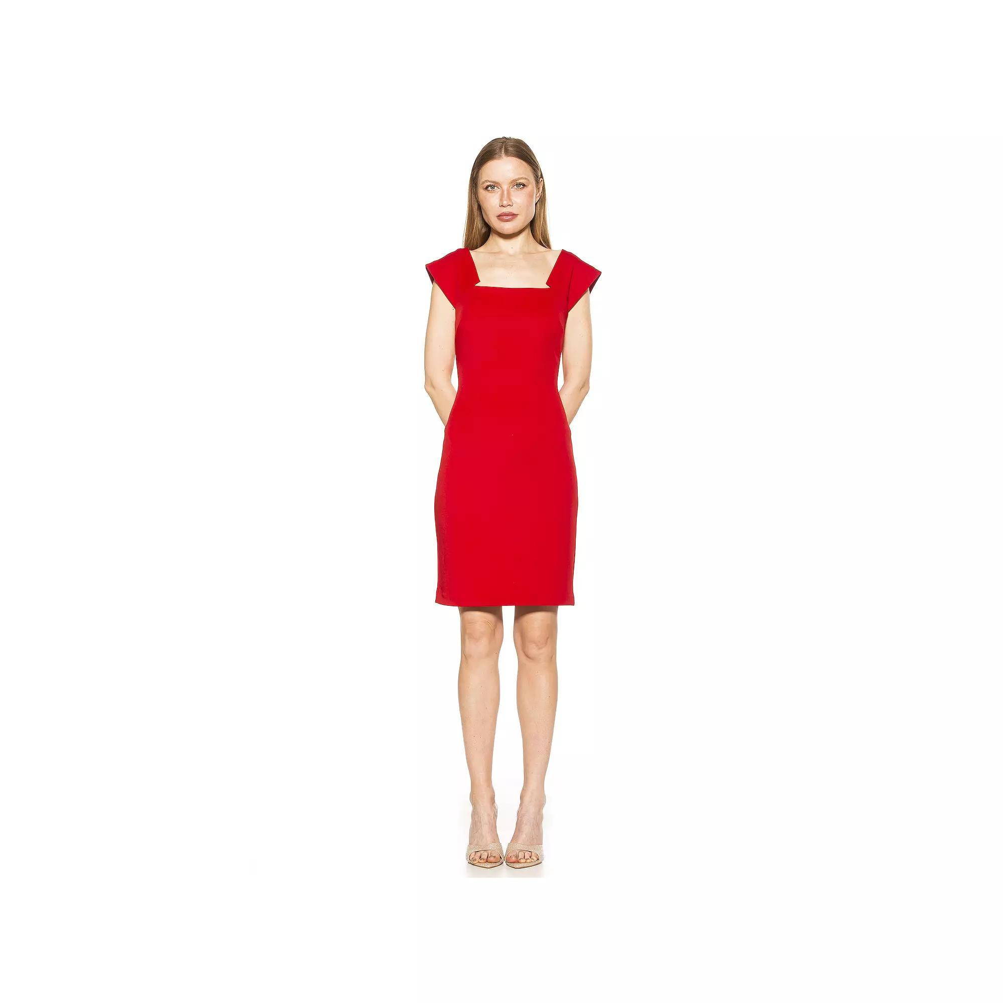 Women's ALEXIA ADMOR Lucinda Modern Scoopneck Sheath Dress, Size: Medium, Red Product Image