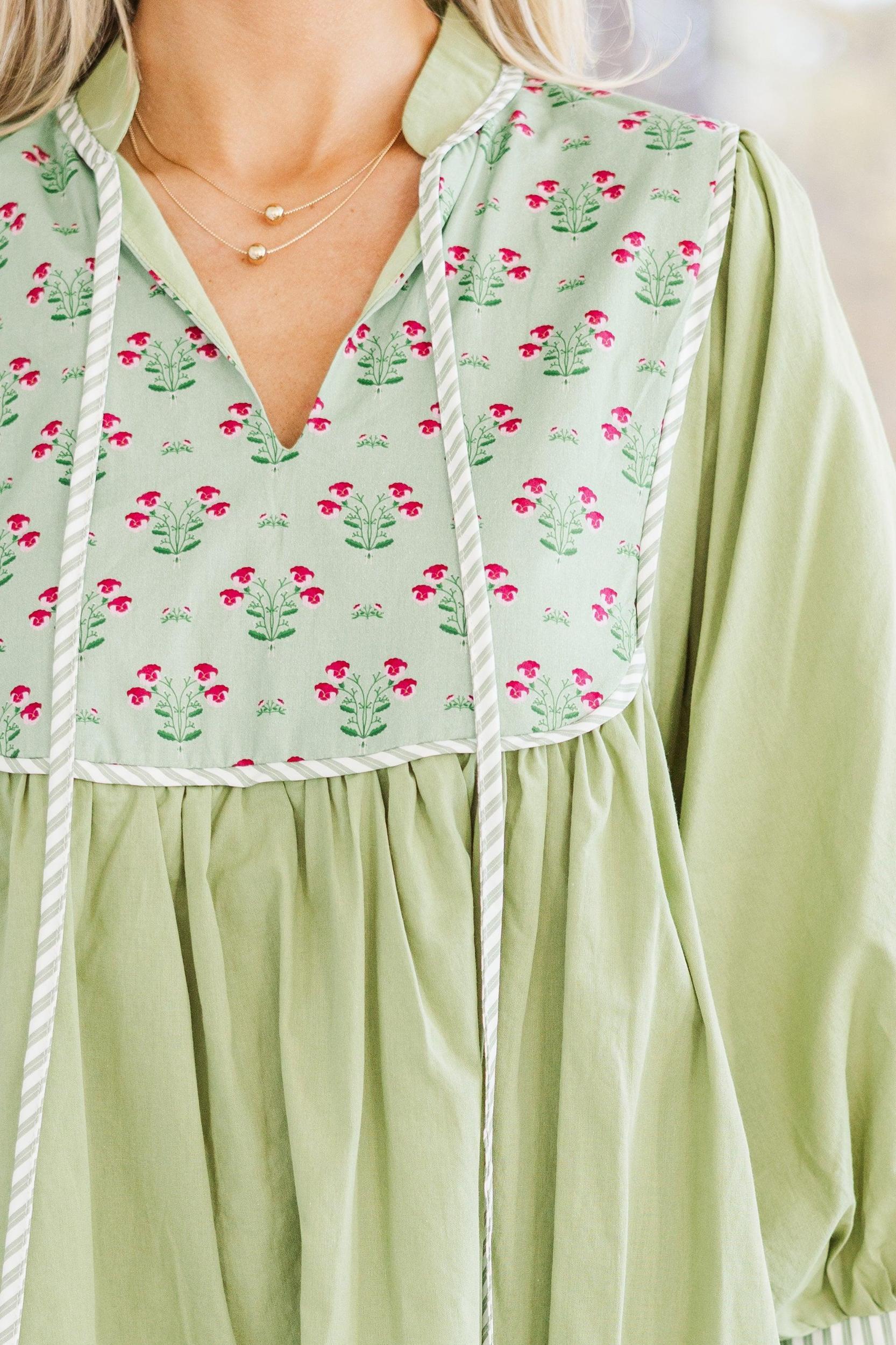 The Finesse Olive Green Medallion Dress Female Product Image
