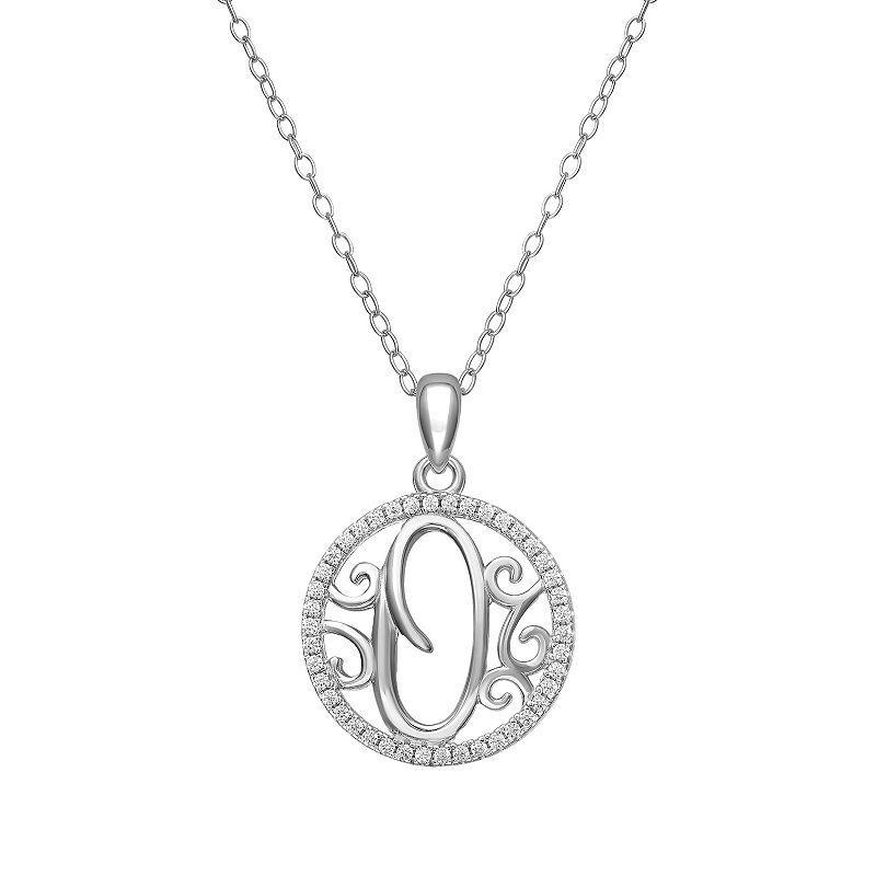 PRIMROSE Sterling Silver Cubic Zirconia Initial Pendant Necklace, Women's, Size: 18" Product Image