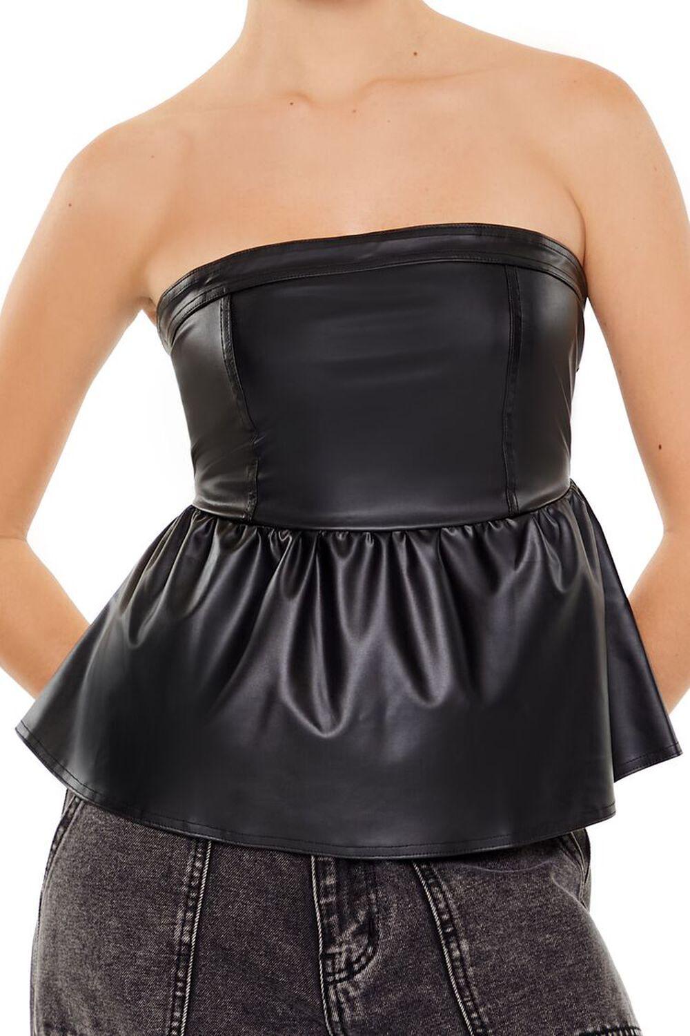 Faux Leather Peplum Tube Top | Forever 21 Product Image