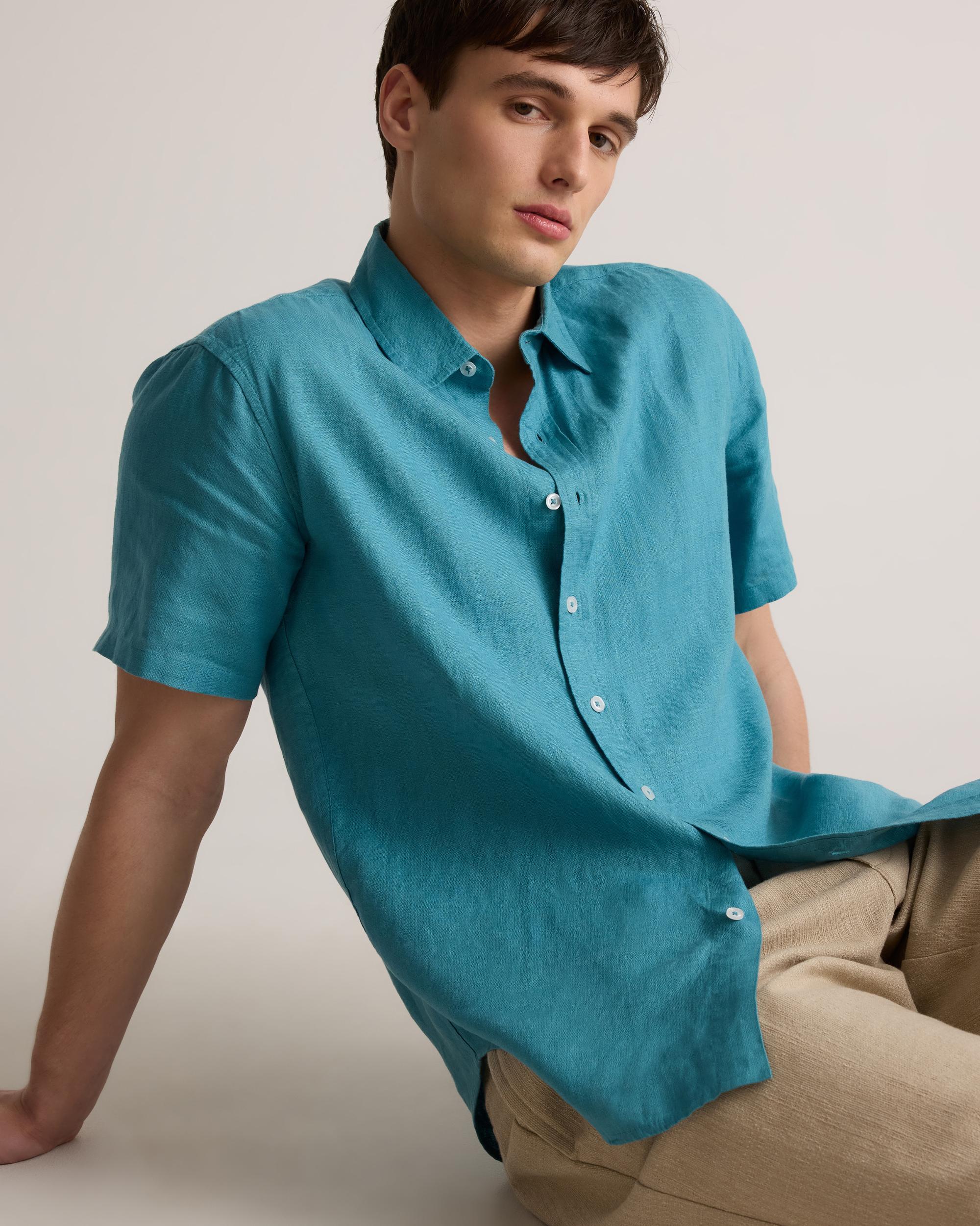 Quince | Men's 100% European Linen Relaxed Short Sleeve Shirt Product Image