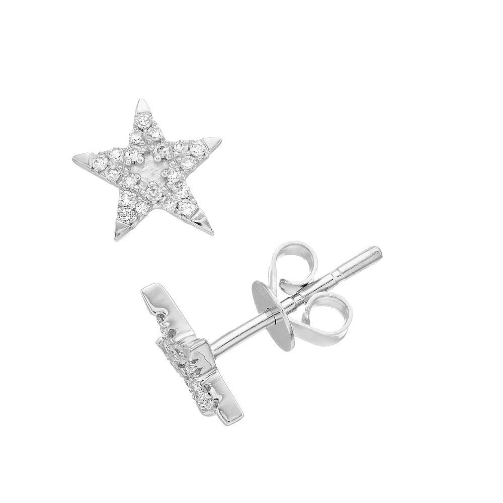 Ava Blue 14k White Gold 1/10 Carat T.W. Diamond Star Earrings, Women's Product Image
