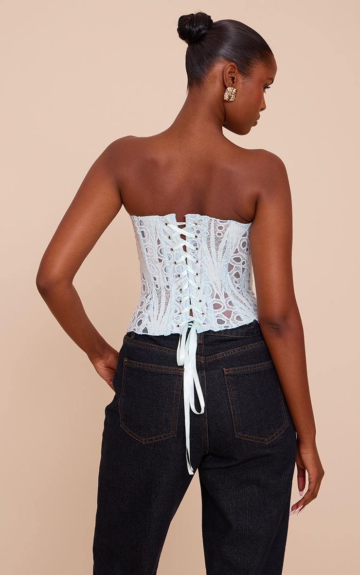 Mint Textured Sheer Floral Lace Corset Product Image