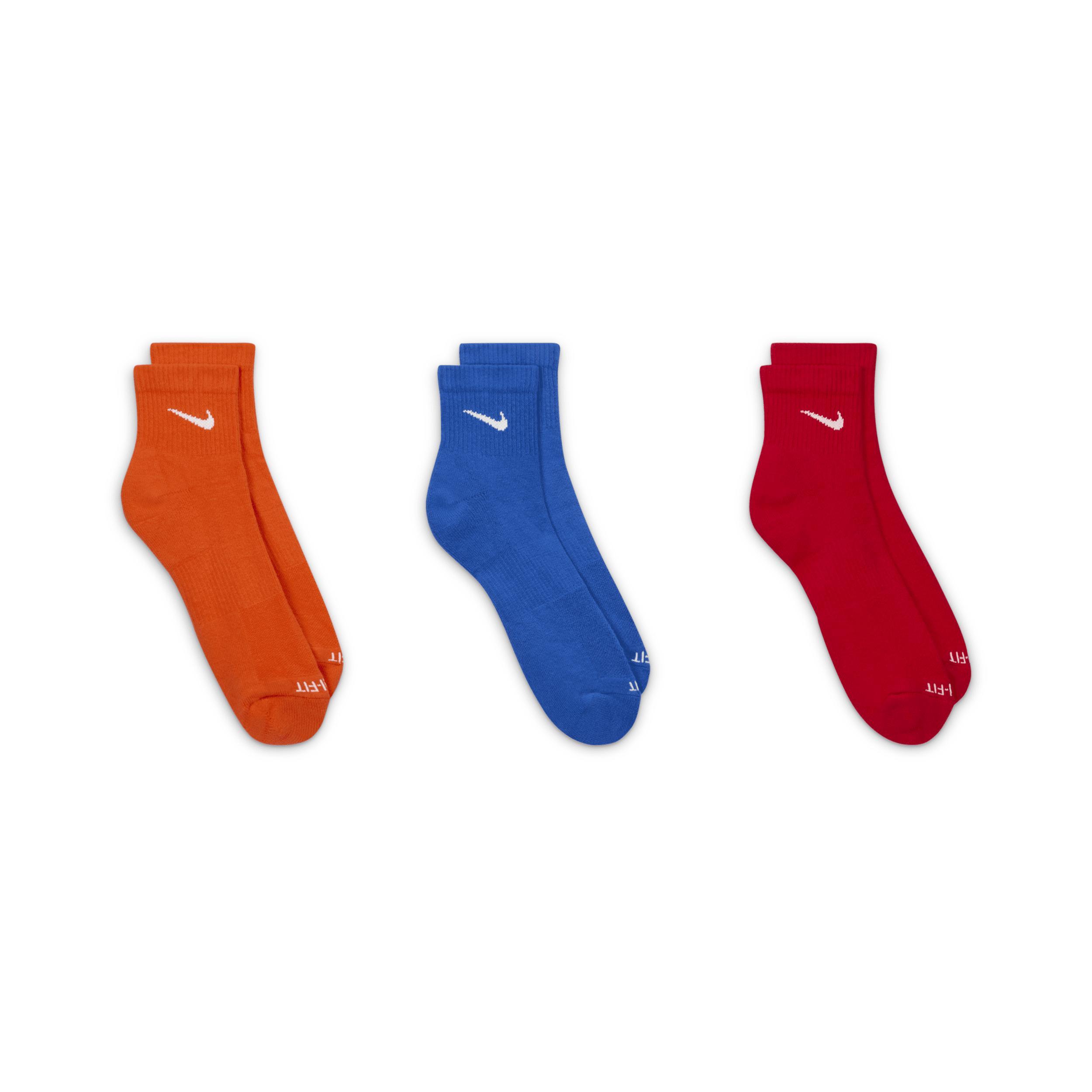Men's Nike 3-pack Everyday Plus Cushion Ankle Training Socks, Size: 8-12, Orange Royal Red Product Image