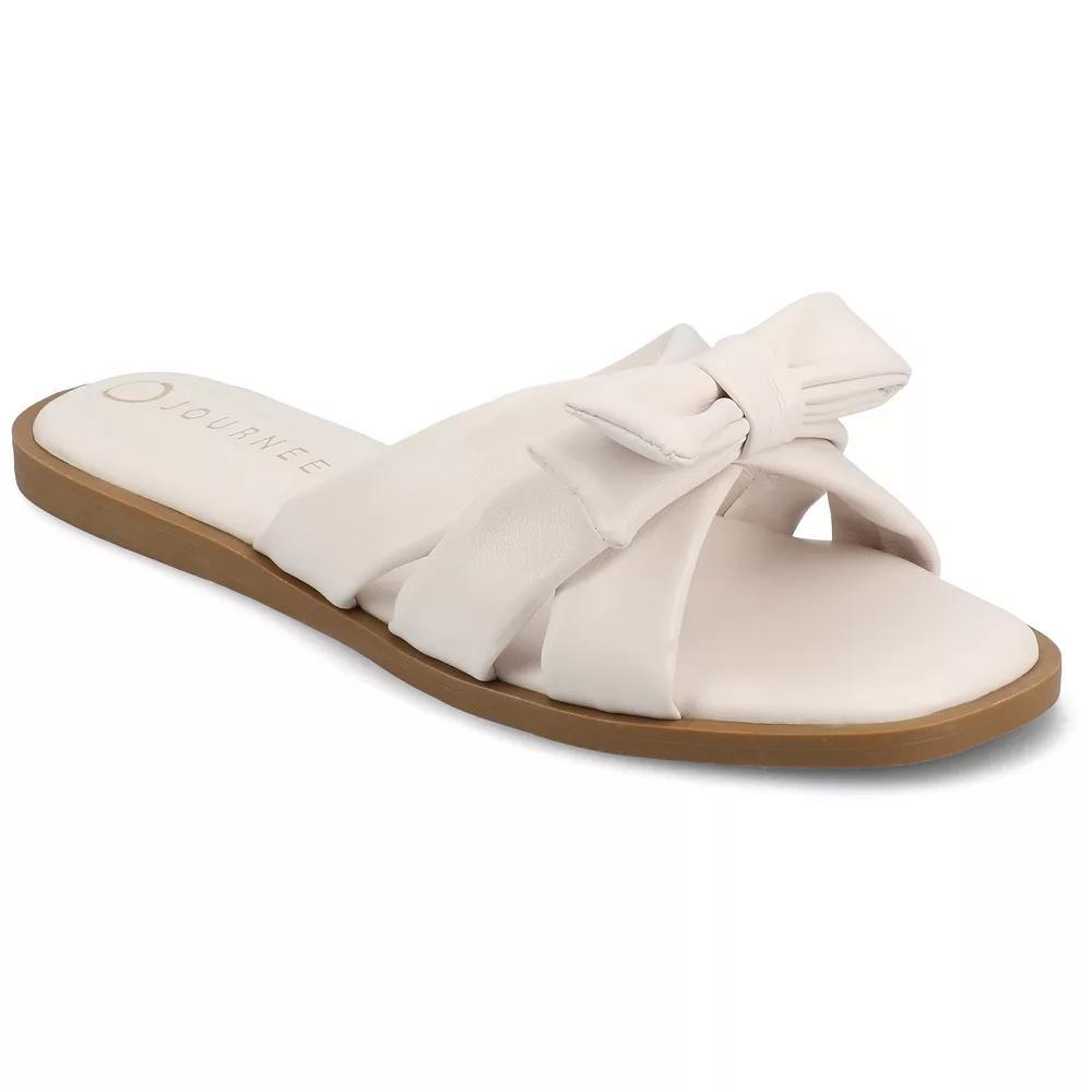Journee Prylin Slip-On Bow Women's Flat Sandals, Size: 7, Ivory Product Image