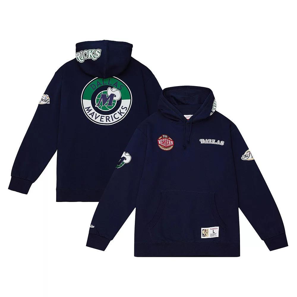 Men's Mitchell & Ness  Navy Dallas Mavericks Hardwood Classics City Collection Fleece Pullover Hoodie, Size: XS, Blue Product Image