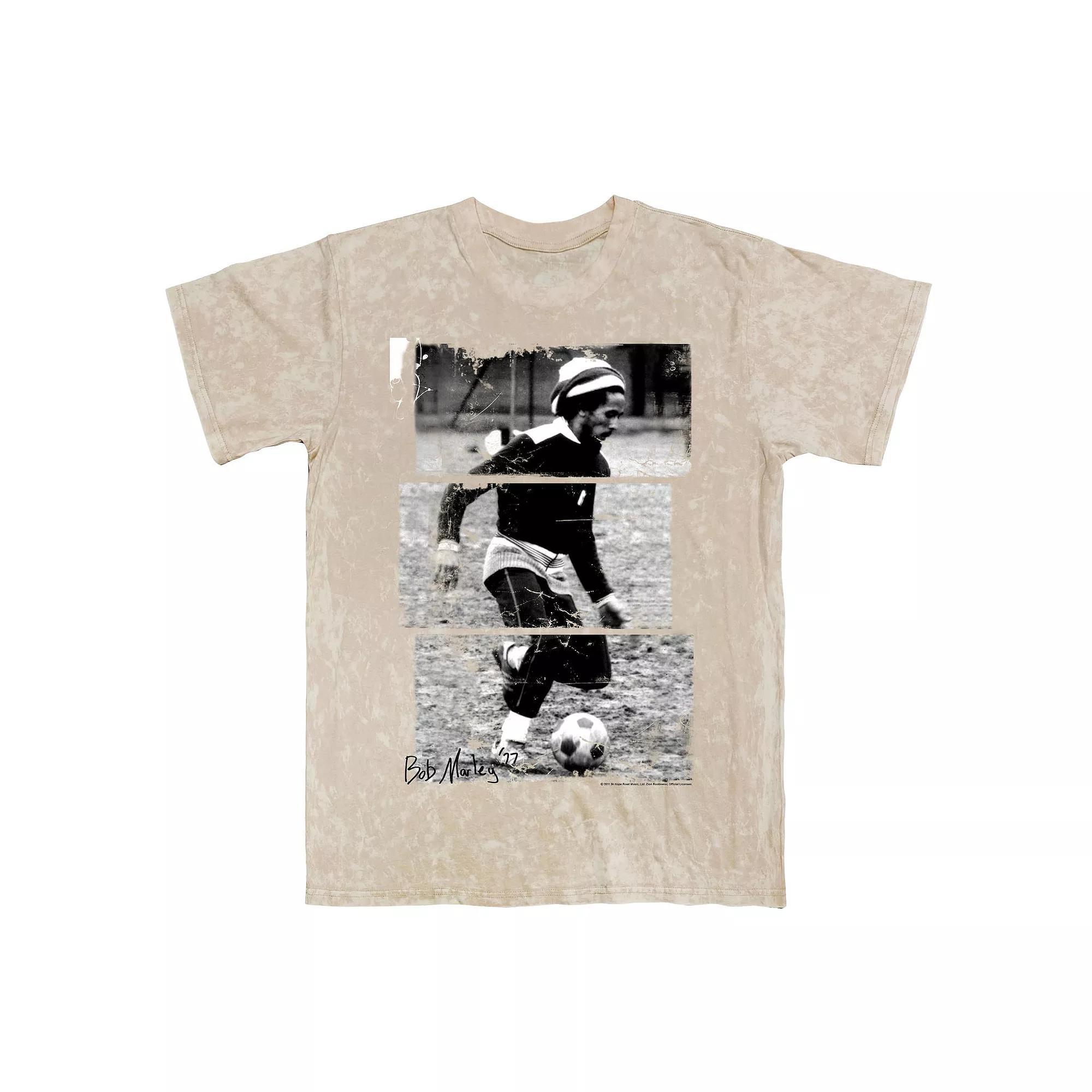 Men's Bob Marley Soccer Graphic Tee, Size: Small, Natural Mineral Blue Product Image